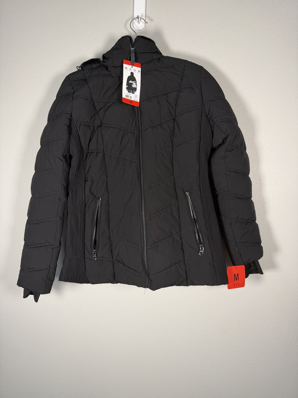 Nautica Black Quilted Hooded Puffer Jacket